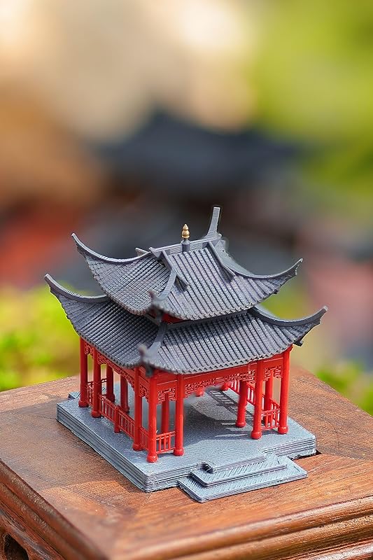 KARESANSUI Traditional Chinese Pavilion - Terrarium Decor, Chinese Aquarium Decoration, Fairy Garden Accessories, Paludarium Decor, Zen Garden Kit, Miniature Pagoda, Dollhouse Accessories (VDS0162-R)