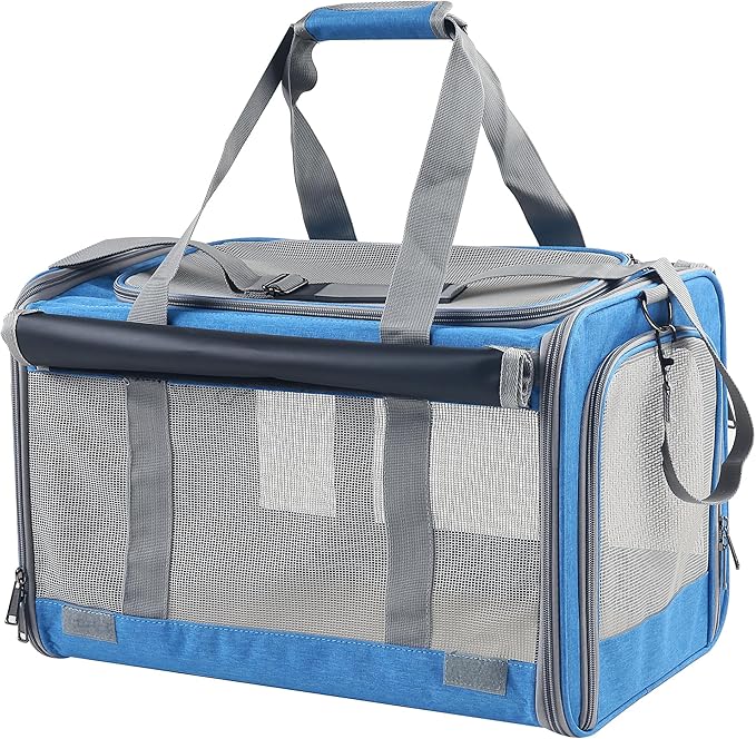 Large Cat Carriers Dog Soft Sided Carriers Cat Soft Sided Carriers Airline Approved Kitten Carrier Reptile Carrier Squirrel Carrier Guinea Pig Carrier(Large_Blue)
