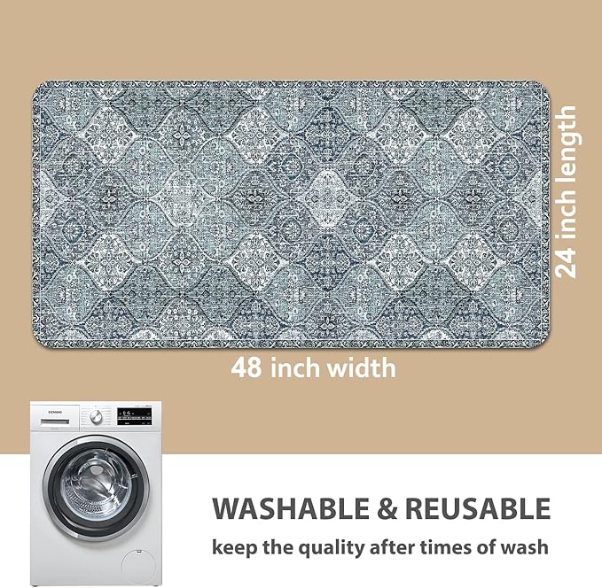 nunubaby 4PACK Washable Pee Pads for Dogs, Stylish, Non-Slip and Leak-Proof Pee Pads. Reusable Potty Pads for Dogs for Crates and Floors.(Blue/Multi, 24" x48" )