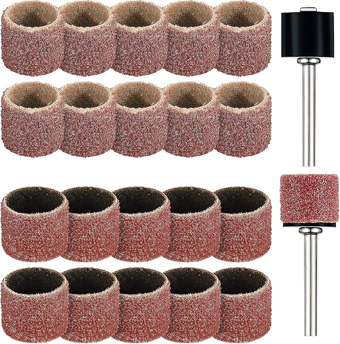 22 Pet Nail Grinder Replacement Kit with Grit Sanding Bands Pet Smoother Claw Care Black Grinding Drums Dog Nail Grinder Replacement Dog Claw Grooming Supplies(1/2 Inch 60 Grit and 100 Grit)