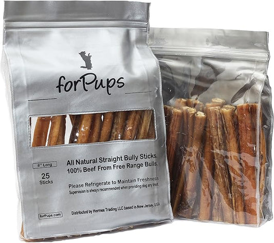 Jumbo 6" Bully Sticks (2 POUNDS) for Large Dogs, for Extreme Chewers, Natural & Fully Organic, 100% Beef Pizzle Dog Chew, Fully Digestible Dental Treats (6 inch, 2 lb / 32 oz)