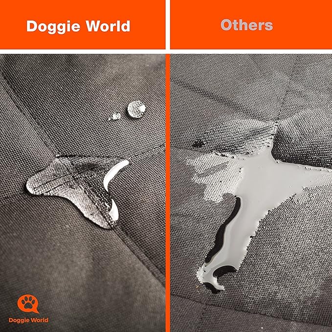 Doggie World Dog Car Seat Cover for Back Seat for Cars & SUVs - Durable Pet Car Seat Cover Backseat Protector, Nonslip Dog Hammock for Car, Waterproof Scratchproof Rear Seat Cover Against Dirt, Fur