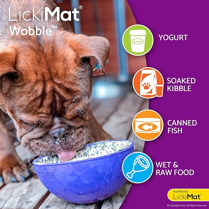 LickiMat Wobble, Dog Slow Feeder Bowl Lick Mat, Boredom Anxiety Reducer; Perfect for Food, Treats, Yogurt, or Peanut Butter. Fun Alternative to a Slow Feed Dog Bowl, Turquoise