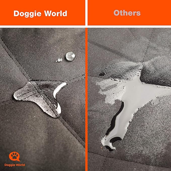 Doggie World Dog Car Seat Cover for Back Seat for XL Cars, SUVs & Trucks - Durable Car Cover Protector for Dogs, Nonslip Backseat Dog Hammock, Waterproof Scratchproof Protection Against Dirt, Pet Fur