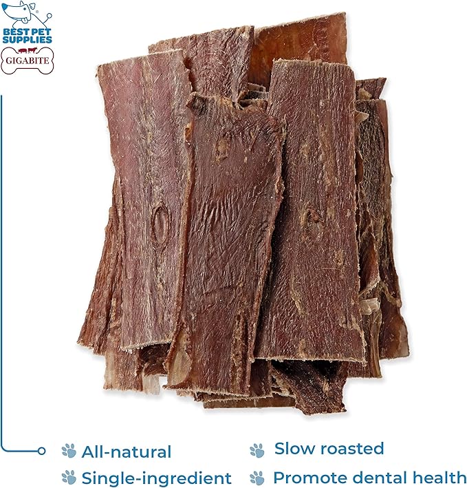 GigaBite 6 Inch Beef Gullet Jerky Strips (25 Pack) - All Natural, Free Range Beef Esophagus Taffy Dog Treat by Best Pet Supplies
