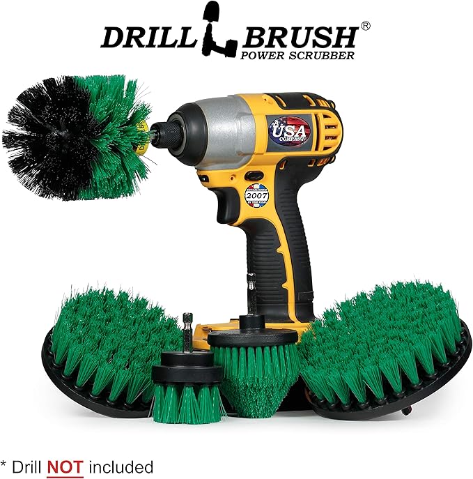 Household Cleaning Electric Spin Scrubber Set - Cast Iron Power Cleaner - Kitchen Cleaning Supplies - Kitchen Scrub Brush Tools for a Cleaner Home - Cast Iron Scrubber - Dish Brush - Wall Scrubbing