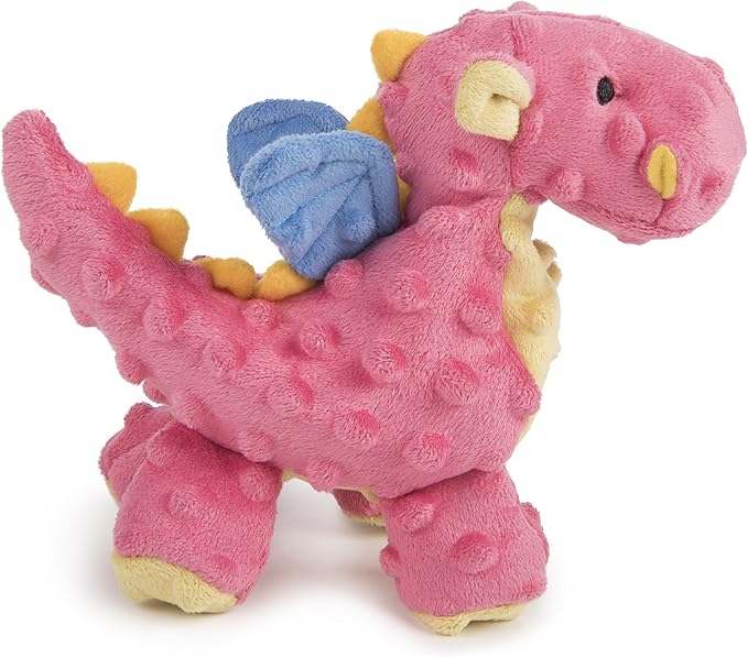 goDog Bubble Plush Dragons Squeaky Dog Toy, Chew Guard Technology - Coral, Small