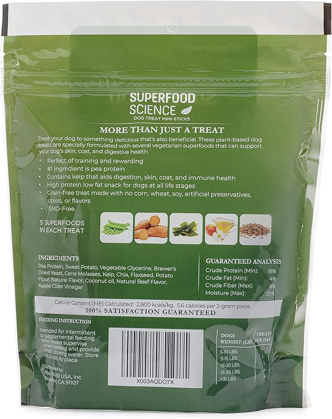 Hypoallergenic Healthy Dog Treats: Plant-Based Vegetarian Dog Snacks w/ Kelp, Sweet Potato, Chia, Flaxseed, Coconut Oil for Skin & Coat, Grain & Gluten-Free Vegan Protein Dog Treats Training, 5 oz