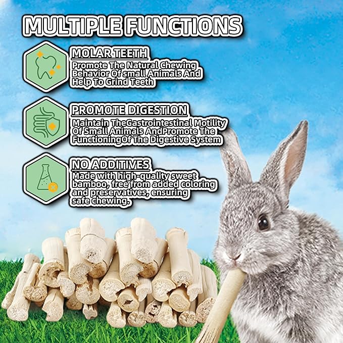HIIMALEX Bunny Snacks 300g/10oz. Sweet Bamboo Molar Chew Treat Sticks for Rabbits Guinea Pigs Hamsters Small Animal