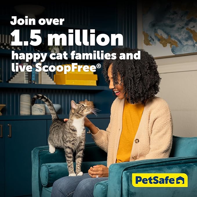 PetSafe ScoopFree Crystal Plus Automatic Self Cleaning Cat Litter Box System – Not Enclosed – Advanced Odor Control – Includes 1 Disposable Crystal Litter Tray – White (PAL00-18016)