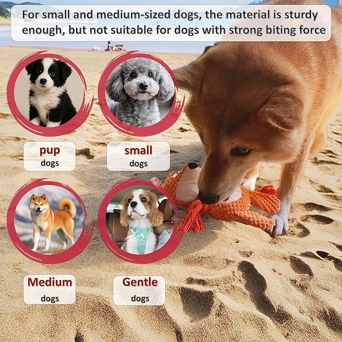 Nana Petit Fox Squeaky Dog Toys for Small & Medium Dogs – Plush Chew Toy, Interactive Puppy Teething Toys for Aggressive Chewers, Cute Stuffed Animal for Play, Training & Indoor Fun