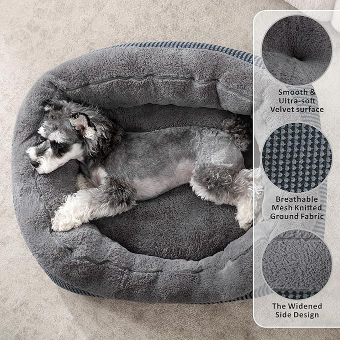 INVENHO Small Dog Bed for Small Dogs, Cat Beds for Indoor Cats Washable, Orthopedic Dog Bed, Warming Soft Calming Sleeping Puppy Bed Durable Pet Bed with Anti-Slip Bottom S(20"x19"x6")