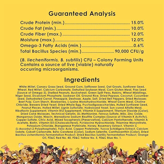 Kaytee Fiesta Cockatiel Food, Nutritious and Fun Blend, Supports Skin, Feather, Digestion, Brain and Heart Health, 2.5 pounds