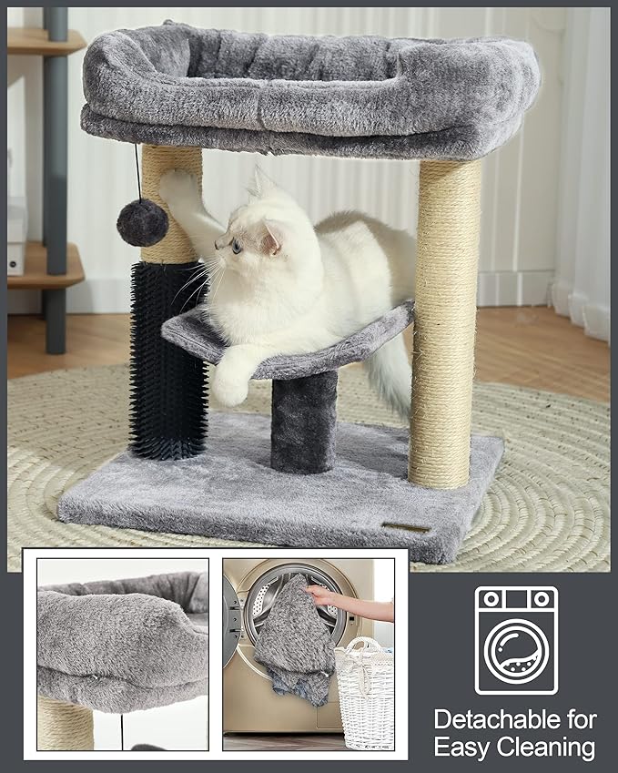 Hoopet cat Tree Tower,cat Scratching Post for Indoor Cats,Featuring with Super Cozy Perch,Cat Self Groomer and Interactive Dangling Ball Great for Kittens and Cats