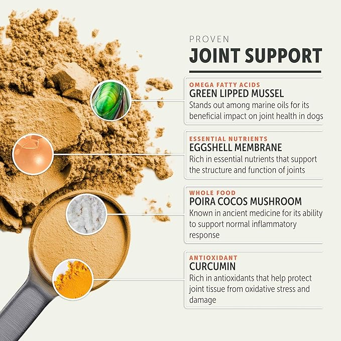 Hip & Joint - Mobility & Joint Support with Glucosamine and Chondroitin for Dogs, 2.4 oz - 22 to 60 Day Supply, Depending on Dog’s Weight - Vet Formulated - Easy to Mix - Delicious
