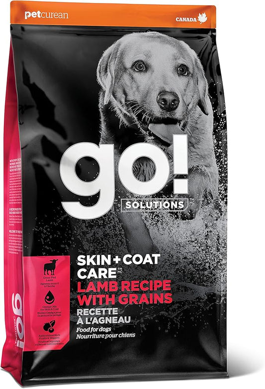 Go! Solutions Skin + Coat Care, Dry Dog Food, Lamb Recipe with Grains, 12 lb Bag