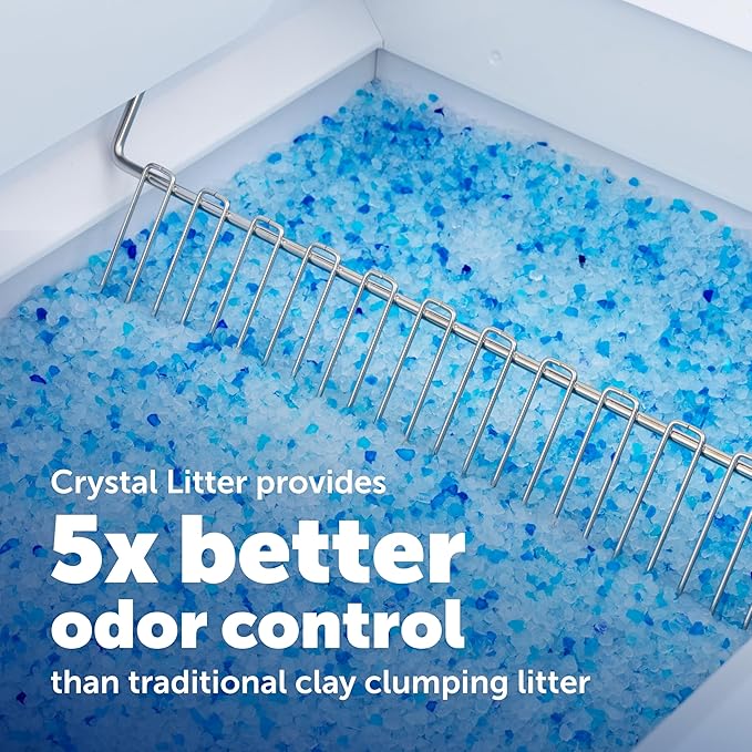 PetSafe ScoopFree Crystal Plus Automatic Self Cleaning Cat Litter Box System – Not Enclosed – Advanced Odor Control – Includes 1 Disposable Crystal Litter Tray – White (PAL00-18016)