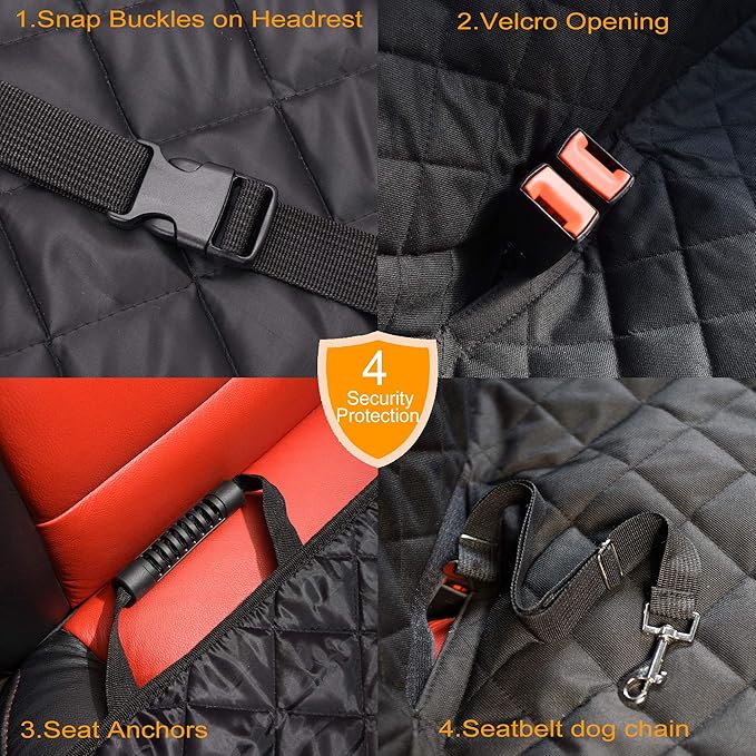 Dog Car Seat Cover for Back Seat 100% Waterproof Car Seat Cover Protector for Dogs in Car Nonslip Scratch Proof Durable Dog Seat Cover for Cars SUV &Truck