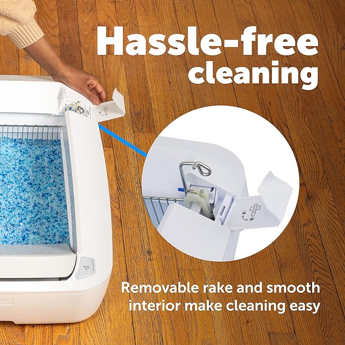 PetSafe ScoopFree Crystal Plus Automatic Self Cleaning Cat Litter Box System – Not Enclosed – Advanced Odor Control – Includes 1 Disposable Crystal Litter Tray – White (PAL00-18016)