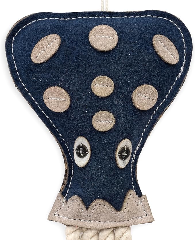 Eco Leather Otto Octopus Natural and Tough Dog Toys - Long Lasting Chew Toys for Aggressive Chewers - Strong Dog Toy for Dogs and Puppy