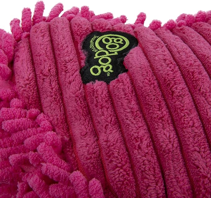 goDog PlayClean Germs Squeaky Plush Dog Toy with Odor-Eliminating Essential Oils, Chew Guard Technology - Pink, Large