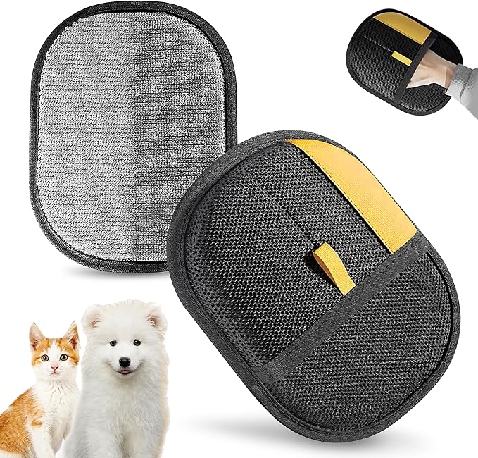 Pet Hair Remover Gloves for Cats & Dogs, Electrostatic Pet Hair Removal Gloves Brush for Pets Hair, Upgraded Animal Fur Removal Tool, Reusable Cats & Dogs Grooming Gloves for Hair Removal (1)