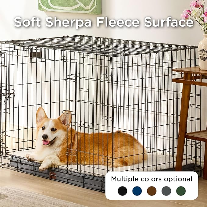 Bedsure Large Dog Bed for Crate - Orthopedic Flat Pet Beds with Removable Washable Cover, Egg Crate Foam Crate Mat, Suitable for Pet Up to 50 lbs