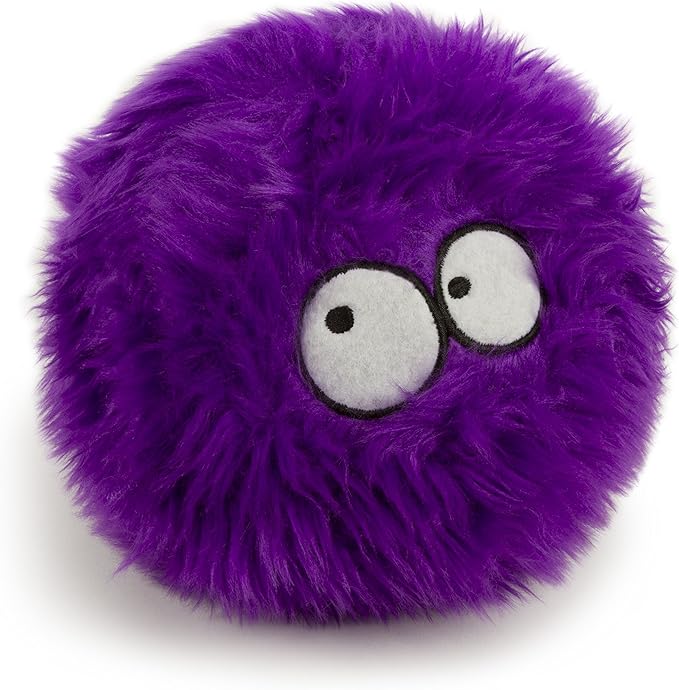 goDog Furballz Squeaky Plush Ball Dog Toy, Chew Guard Technology - Purple, Large