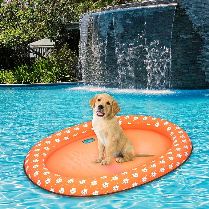 Pet Soft Dog Float Raft - Inflatable Dog Swimming Float for Summer (Orange)