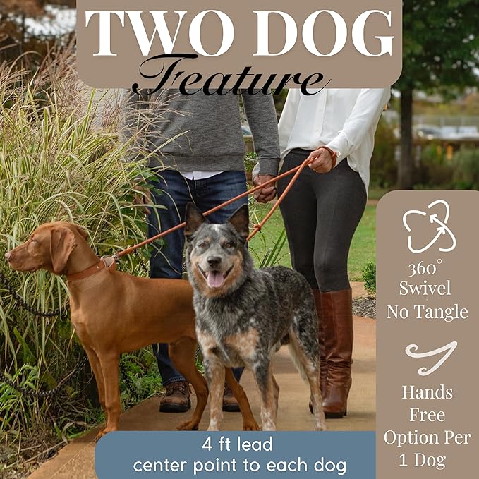 Hands Free Dog Leash, Waist Leash for Dog Walking, Crossbody, Multifunctional, Dog Lead, Running, Pink Adjustable Lead 4.3ft - 7.5ft, Double Lead for 2 Dogs, Dual Handle, Dog Training, 3/8" (10mm).