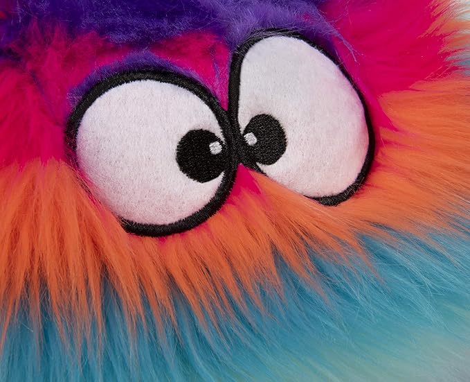 goDog Just for Me Furballz Squeaky Plush Ball Dog Toy, Chew Guard Technology - Cool Rainbow, Mini
