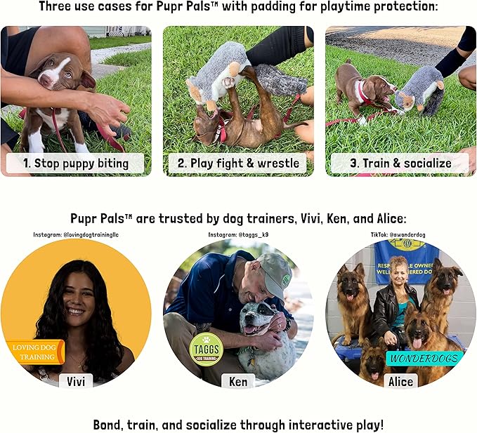 Pupr Pals Dog Toy Puppet with Tough Padding for Safe Interactive Play, Protection to Stop Puppy Kitten Biting Hands; for Boredom-Busting Training and Exercise