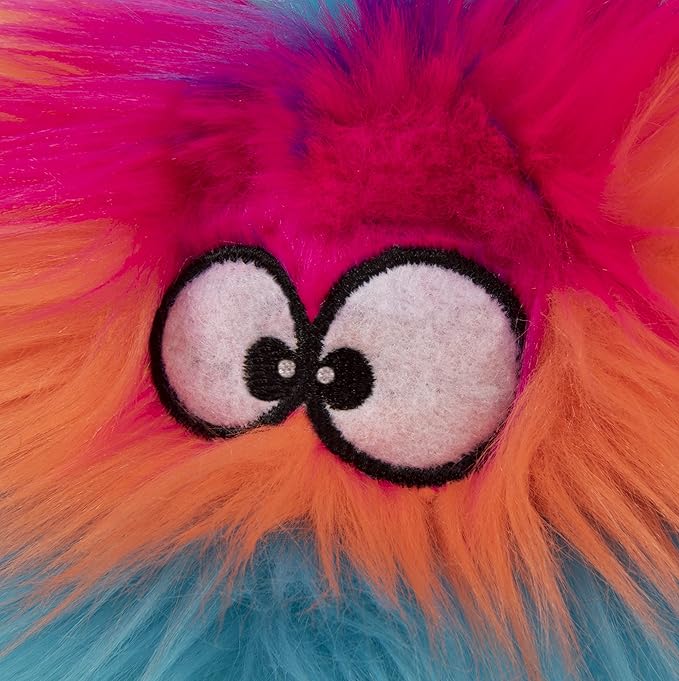 goDog Furballz Squeaky Plush Ball Dog Toy, Chew Guard Technology - Cool Rainbow, Small