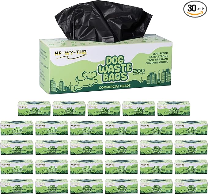 Dog Waste Bags 6000 Count - Thick Plastic Dog Poop Bags Rolls Replacements for Outdoor Disepensers - Leak Proof and Tear Resistant