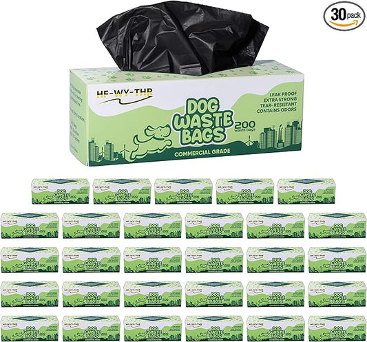 Dog Waste Bags 6000 Count - Thick Plastic Dog Poop Bags Rolls Replacements for Outdoor Disepensers - Leak Proof and Tear Resistant