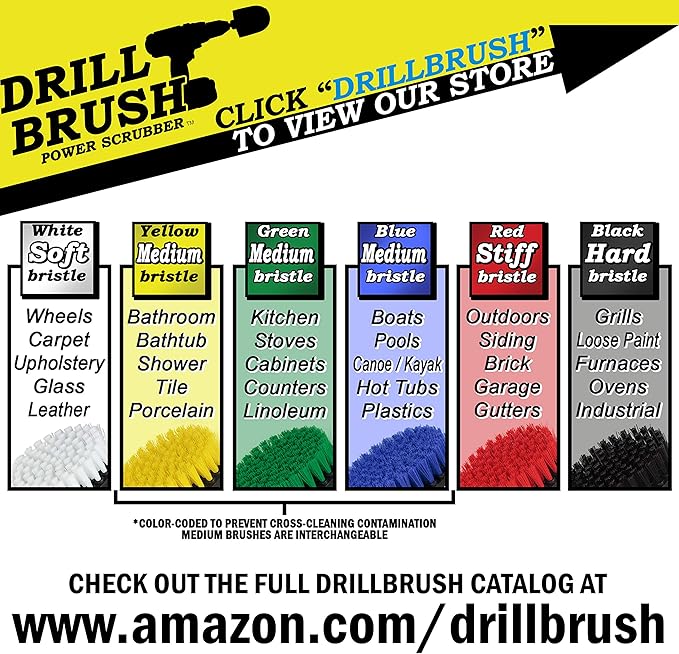 Drill Brush Power Scrubber Attachment Set for Bathroom, Toilet, Tile, Floor, Shower, Bath Tub - Rotary Shower Cleaner Brush for Cordless Drill – Spin Cleaning Bathroom Accessories Set by Drillbrush