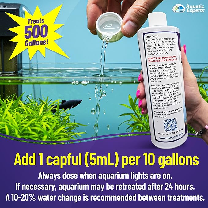 KloudAway Freshwater Aquarium Water Clarifier - Clears Cloudy Water, Water Clarifier for Fish Tank, Made in USA, Aquatic Experts (250 ml)