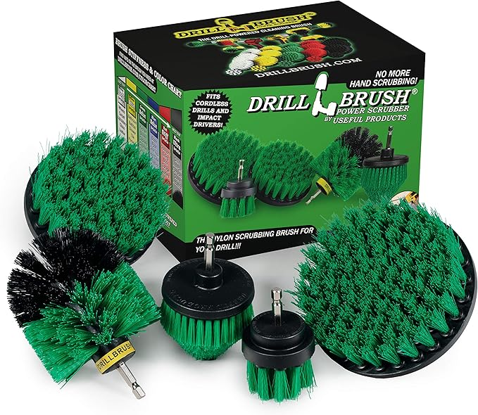 Household Cleaning Electric Spin Scrubber Set - Cast Iron Power Cleaner - Kitchen Cleaning Supplies - Kitchen Scrub Brush Tools for a Cleaner Home - Cast Iron Scrubber - Dish Brush - Wall Scrubbing