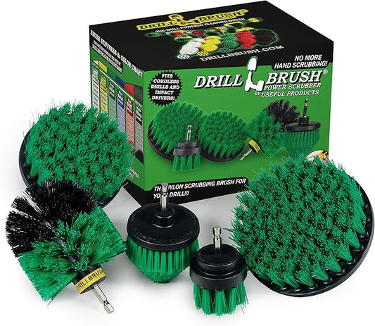 Household Cleaning Electric Spin Scrubber Set - Cast Iron Power Cleaner - Kitchen Cleaning Supplies - Kitchen Scrub Brush Tools for a Cleaner Home - Cast Iron Scrubber - Dish Brush - Wall Scrubbing