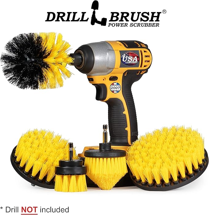 Drill Brush Power Scrubber Attachment Set for Bathroom, Toilet, Tile, Floor, Shower, Bath Tub - Rotary Shower Cleaner Brush for Cordless Drill – Spin Cleaning Bathroom Accessories Set by Drillbrush
