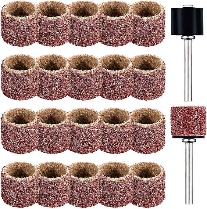 22 Pet Nail Grinder Replacement Kit with Grit Sanding Bands Pet Smoother Claw Care Black Grinding Drums Dog Nail Grinder Replacement Dog Claw Grooming Supplies(1/2 Inch 120 Grit)