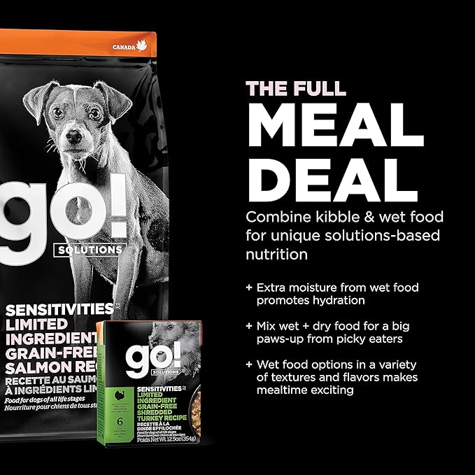 Go! Solutions Sensitivities Limited Ingredients, Grain-Free Dry Dog Food, Small Bites Salmon Recipe for Sensitive Stomach, 6 lb Bag