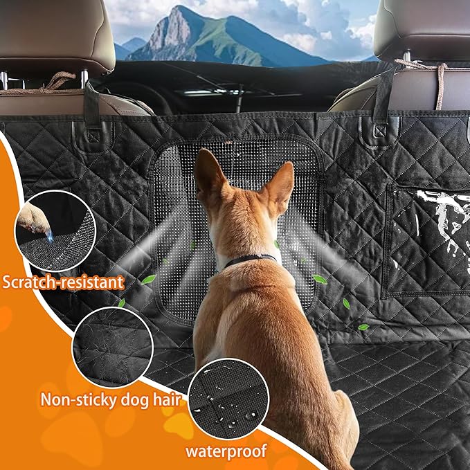 Dog Car Seat Cover Waterproof Hammock - Nonslip Pet Seat Protector for Back Seat,Compatible with Cars | Trucks | SUVs,Heavy Duty 600D Oxford