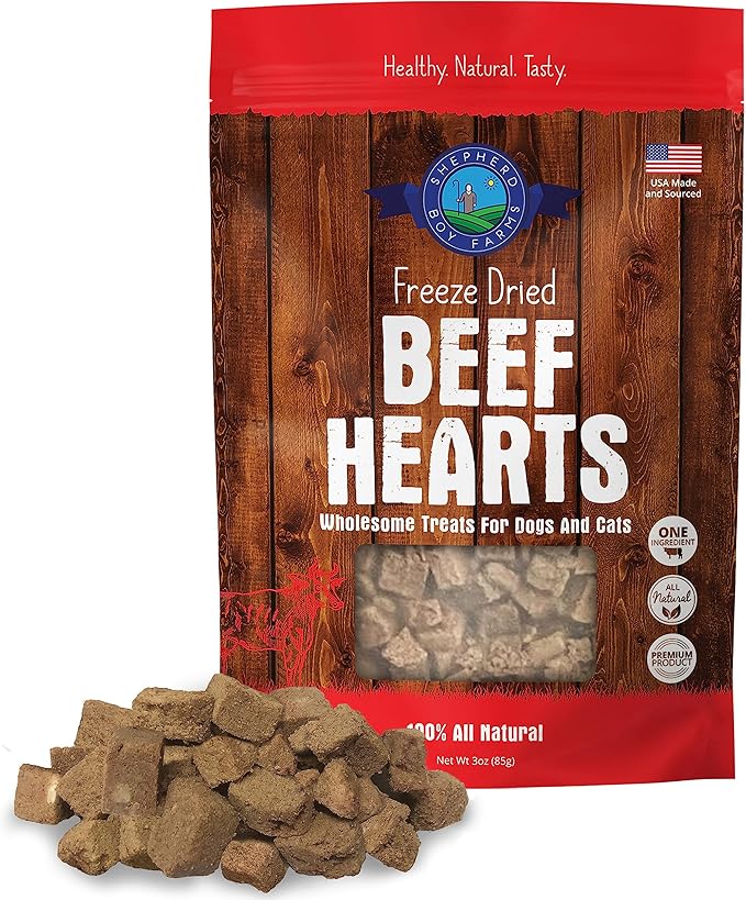 Freeze Dried Dog and Cat Treats, Beef Heart, All Natural Single Ingredient Freeze-Dried Dog Treat & Snacks, Made in USA, High Protein, Essential Nutrition of Raw Food, 3oz