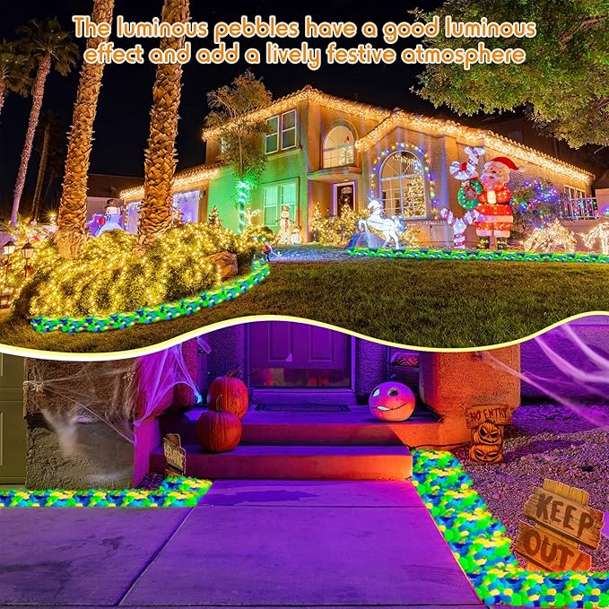 100 Pcs Glow in The Dark Rocks Glow in The Dark Pebbles Outdoor Fish Tank Rocks Aquarium Gravel Luminous Stones for Walkway Succulent Plant Halloween Decor(1.8 Inch,Multicolor)