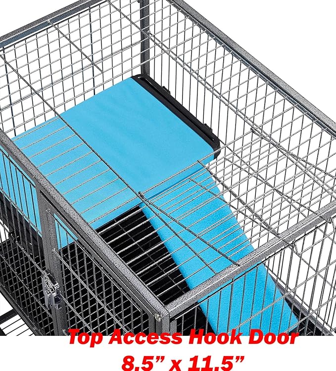 Huge 37"x24"x63"H Deluxe Two Full Story Double Unit Tight 1/2-Inch Bar Spacing X-Large Double Front Doors for Feisty Ferret Hammock Chinchilla Rat Mouse Gerbil Small Animals Critters Rolling Cage