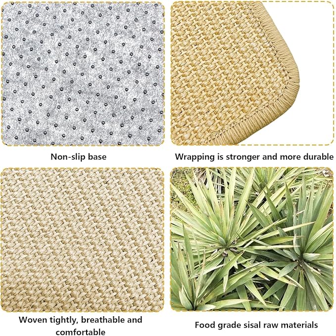 Hamiledyi 2Pcs Rabbit Scratcher Mat 16 ×12'' Natural Sisal Bunny Scratch Pad Rug with Rope Scratching Sleeping Nesting Pad Mat for Bunny Guinea Pig Chinchilla (2Pcs 16×12'')