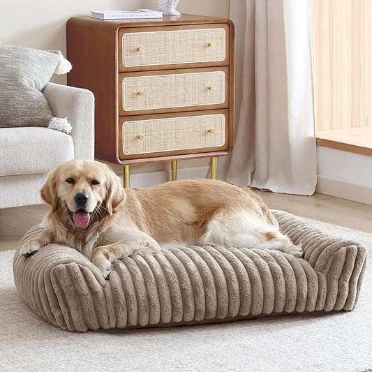 Arlee Saddle Sofa Memory Foam Pet Bed, Comfortable & Washable, Ideal for Dogs and Puppies, Extra Comfort, Couch Design, Crate & Kennel Furniture, Pet Supplies & Essentials, Tan, Large