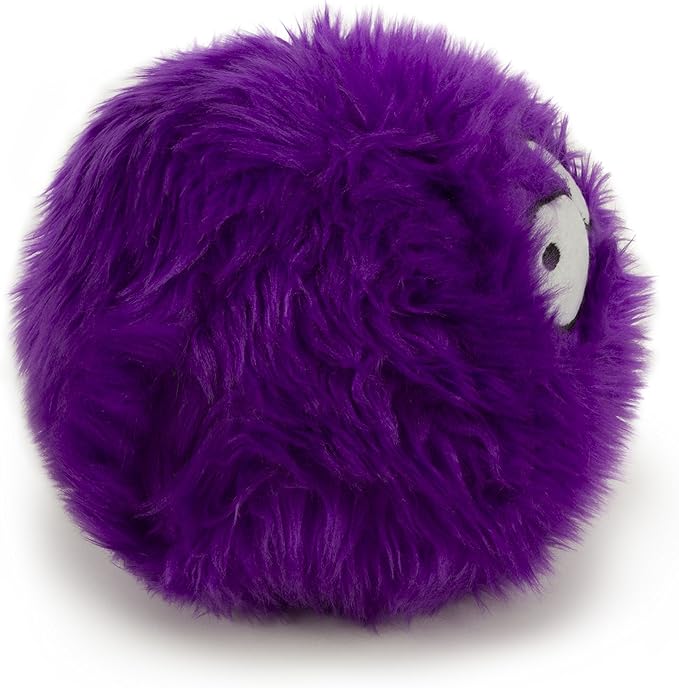 goDog Furballz Squeaky Plush Ball Dog Toy, Chew Guard Technology - Purple, Large
