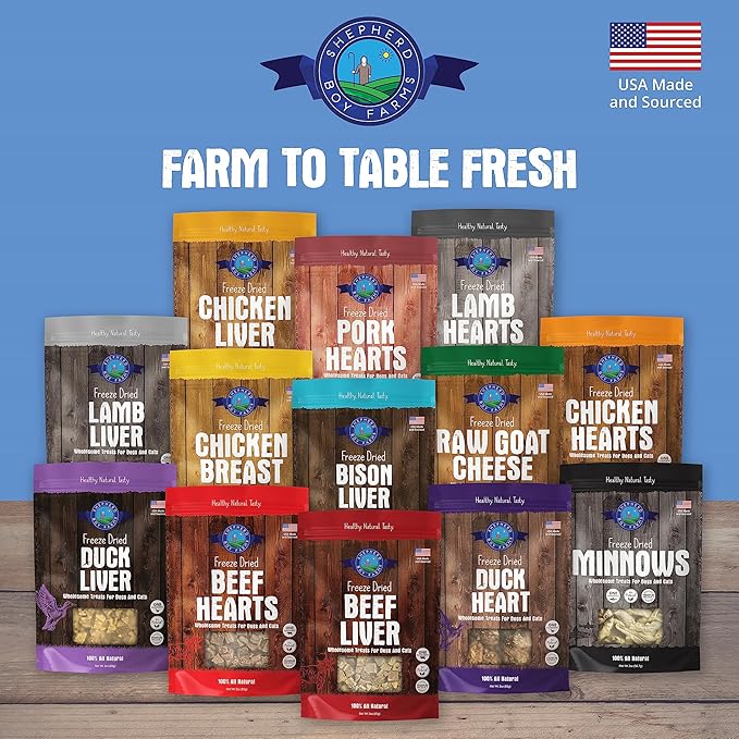 Freeze Dried Dog and Cat Treats, Beef Heart, All Natural Single Ingredient Freeze-Dried Dog Treat & Snacks, Made in USA, High Protein, Essential Nutrition of Raw Food, 8oz